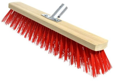 Heavy Duty Garden Broom Head, Outdoor 12″ Synthetic Hard Bristle Sweeping Brush with Metal Bracket for Cleaning Gardens, Yards, Patios, Deckings, Driveways (Red)