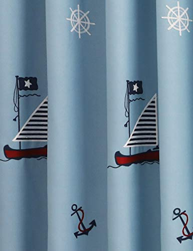 Lactraum Vorhänge Kinderzimmer Junge Maritim Bestickt Segelboot Anker Blickdicht Meterware