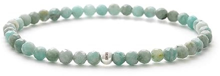 BERGERLIN Amazonit Armband echt mit 925 Sterling Silberperle - facettierte Perlen - Größe S