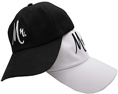 Snogisa Mr and Mrs Mütze, bestickte Baseballkappen, Flitterwochen und Hochzeitsgeschenk für Paare, schwarz