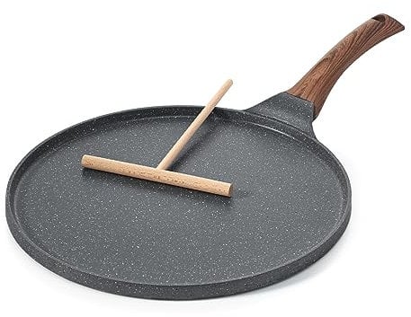SENSARTE Nonstick Crepe Pan, Swiss Granite Coating Dosa Pan Pancake Flat Skillet Tawa Griddle 10-Inch with Stay-Cool Handle