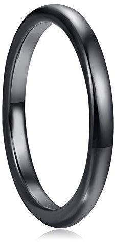 Cloyo Ring Schwarz Damen Verlobungsringe 2mm Ring Wolframcarbid Ehering Freundschaftsringe Freundinnen 54.4 (17.3)