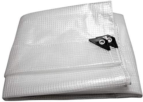 HOME It® Armirte Abdeckplane wasserdicht 6x10m – Gewebeplane 120g/m² – Tarp – Abdeckplane mit Ösen – UV-beständige wasserdichte Plane klar