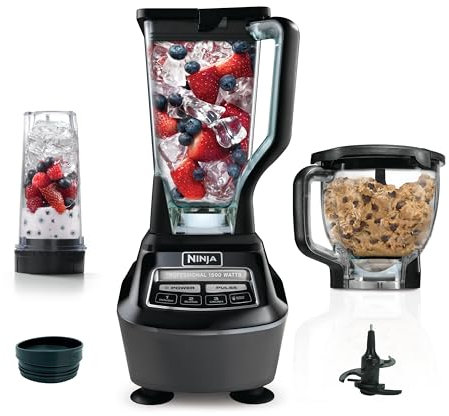 Ninja BL770AMZ Mega Kitchen System, 72 oz. Pitcher, 8-Cup Food Processor, 16 oz. Single Serve Cup, 1500-Watt, Black