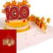 Liebessa Geburtstagskarte zum 100. Geburtstag (ROT) 3D Pop-Up Karte für Frau oder Mann - Handgemachte Jubiläum Glückwunschkarte, Geburtstagskarte mit Umschlag