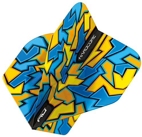 RED DRAGON Hardcore Radical Blue Crackle Dart Flights - 4 Sets Per Pack (12 Dart Flights in Total)