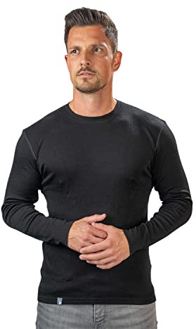 ALPIN LOACKER 100 Merino Langarmshirt Herren 230g/m2 I Feinste Merinowolle Unterwäsche I Langarm Wandershirt I Thermooberteil für Outdoor und Sport, Schwarz L