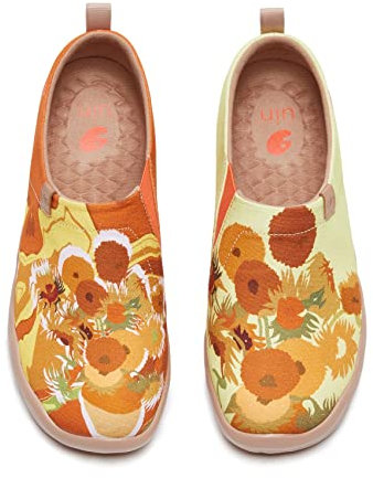UIN National Gallery Van Gogh Sunflowers Damen Painted Slip On Schuhe Reiseschuhe Lässiger Segelschuhe Canvas Mehrfarbig(38.5)