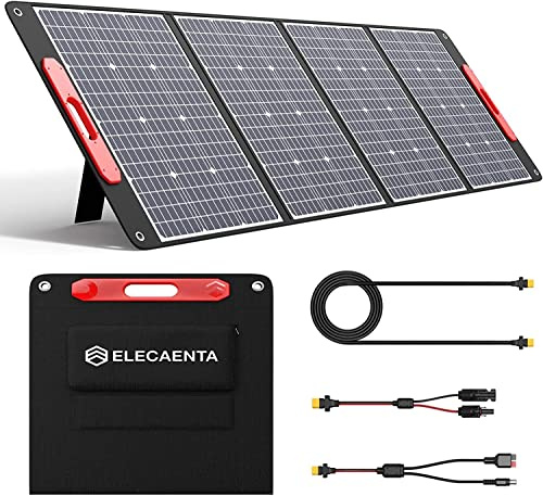 ELECAENTA Ultraleichtes Flexibles 200W ETFE Solar Ladegerät Faltbares Monokristallines Solarmodul XT60-Ausgang, für Generator Power Station, Outdoor-Camping, Wohnmobil, 5kg