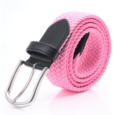 DWOY Elastischer Stoffgürtel Geflochtener Gürtel für Damen und Herren (Rose, 95)