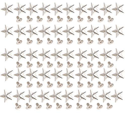 Juego de 50 Remaches de 0.551 in en Forma de Estrella Plateada, Tachuelas de Estrella de Metal y Pinchos para Manualidades de Cuero, Remaches de Ropa para Zapatos, Bolsos, Ropa (Plata)