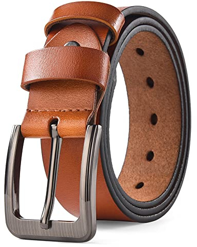 HYCOPROT Gürtel Herren Leather Klassische Accessoires Jeansgürtel 38mm Breite Größe Angepasst für Anzug Herren Kleidung Jeans Ledergürtel Vollrindleder