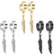 3 Paare Titan Edelstahl Ohrringe Creolen für Herren Damen - Feder, Hängend, Mit Anhänger Set (Schwarz, Gold, Silber)