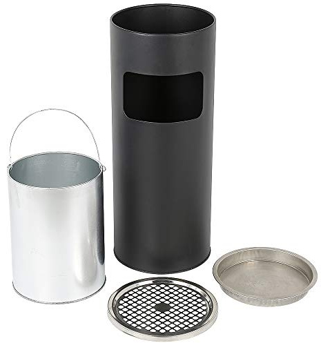 HUOLE Poubelle En Acier Inoxydable 30 L, Bacs À Ordures De Cuisine, Poubelle Cendrier Sur Pied Extérieur Avec Seau Intérieur 30L Disponible Pour Hôtel Jardin Extérieur Supermarché