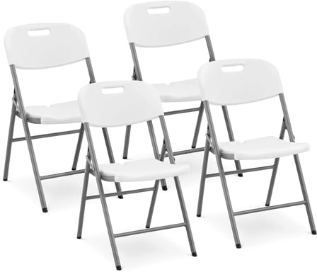 GOVITA -Set da 4 Sedie Sedia Pieghevole Di Plastica Salvaspazio, Capacità Di Carico Di 157,5 Kg, Sedie Pieghevoli in Plastica Da Giardino Comode Di Alta Qualità In Metallo