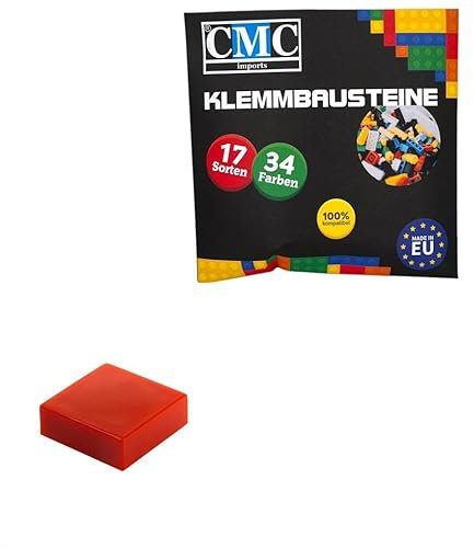 CMC imports 100 x Klemmbausteine Fliesen Tiles Bausteine 1x1 Noppen Kompatibel 34 Farben freie Farbenwahl (620 - Rot)
