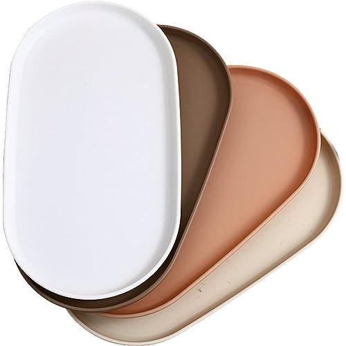 Hrippy Vassoio Porto in Plastica, Piatti Porzione Ovale 4 Pezzi per Feste, Vassoio Servizio Riutilizzabile per Snack, Cibo, Biscotti