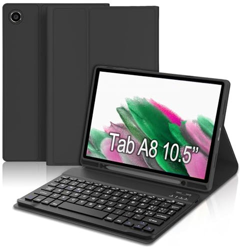 WAVATA Tastiera per Samsung Galaxy Tab A8 10.5 Pollici 2022, SM-X200/X205/X207, Custodia Tastiera per Samsung Tab A8 Magnetica Staccabile Bluetooth QWERTY Layout Italiano, Nero