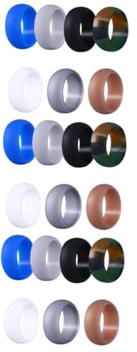 Amosfun 21 Stk Fitnessringe für das Training Herren Ehering aus Silikon Zappelring für Herren farbige Ringe Fingerringe aus Gummi Eheringe aus Gummi Tarnung Hochzeitsring Silikonring Mann