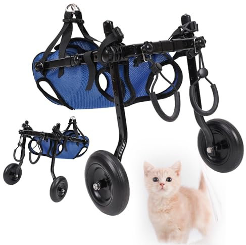 ZYREHAW Hundewagen mit 2 Räder Hund, Haustiere Rehabilitation Rollstuhl, Einstellbare Gehhilfe Hundegehilfe, Hunderollstuhl, Gehhilfe Für Welpen, Katzen, Kaninchen XS