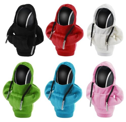 6 Pcs Sudadera Marchas, Funda para pomo palanca cambios, Sudadera con Capucha para Palanca de Cambios, Hoodie Car Gear Shift Cover, Decoración Adecuada para Palanca de Cambios Manual o Automática