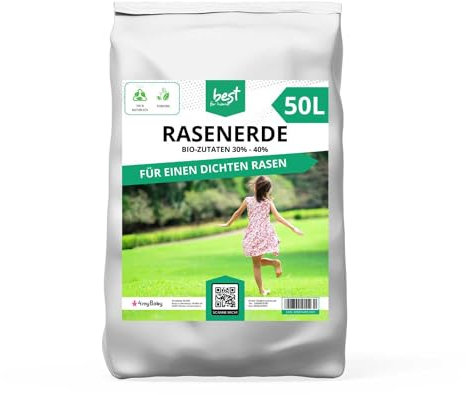 Best For Home Rasenboden | Rasenerde für Zuhause | Bio-Zutaten 30% - 40% für einen gesunden und nachhaltigen Rasen | torffreie Rasenerde | Rasenerde 50l | umweltfreundliche Rasenerde