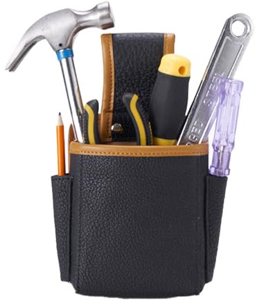 quipuda Small Tool Pouch, Genuine Leather Tool Pouches Tool Bag, Mini Organizer Pocket,Tool Belt Pouch for Carpenters, Gardeners, Frame Builders, Roofers, Craftsmen Electricians, Plumbers