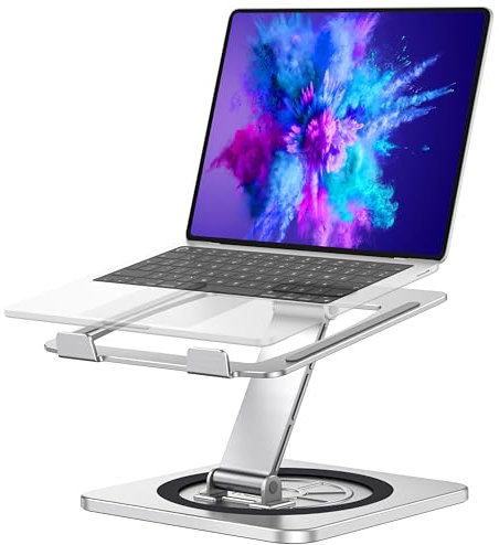 RIWUCT Verstellbarer Laptop-Ständer, Laptop-Erhöhungshalter für Schreibtisch mit 360° Schwenkfuß, ergonomischer faltbarer Computer-Notebook-Kühlständer, kompatibel mit MacBook Air Pro, Dell XPS, HP