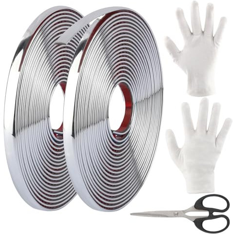 RISF Zierleiste Auto Chromleiste, 8mm x 5m Zierleisten Selbstklebend Universal Chromzierleiste, chromleiste selbstklebend für Wand Tür Decke Möbel Auto