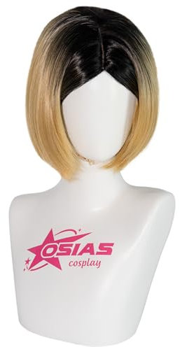 OSIAS Kenma Kozume Kurze Perücke Schwarz zu Gold Ombre Synthetisch Hitzebeständig