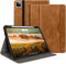 HOLIMET Hülle für iPad Pro 11 Zoll M4 (2024) mit Stifthalter, iPad Pro 11 5. Gen M4 PU Leder Folio Case TPU Rückseite Stoßfest mit Tasche und Auto Wake/Sleep Funktion, Multi-Winkel Ständer, Braun