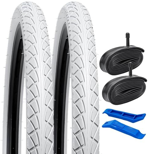 YunSCM 2PCS Faltbar 26 Zoll Reifen 26x1.95 kompatibel 50-559 Rennräder/Stadt/Straße 26x1.90 26 x 1.95 26x2.0 Fahrradreifen White