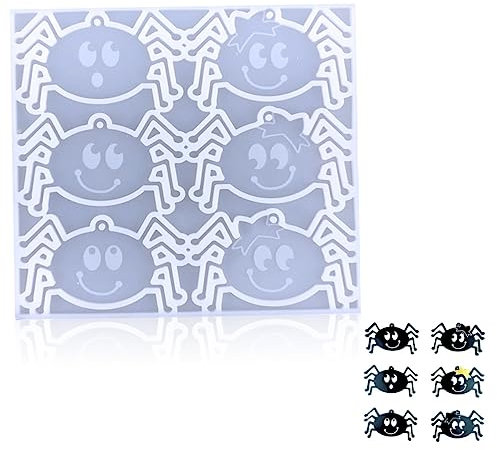 STOBOK 2st Form Für Spinnenanhänger Halloween-form Schmuck Kerzenformen Schlüsselanhängerform Spule Schlüsselanhänger Epoxidformen Diy Formen Handwerk Haustier Thema Kessel Kieselgel Weiß