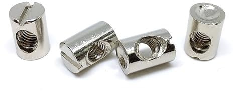 Pack of 4 Furniture Barrel Nut M6 x 14mm | Durable Cross Dowels for Beds and Flat Pack Furniture | Essential for Furniture Assembly | M6 Nuts for Secure Fittings