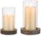NUPTIO Rustic Candle Holders Brown: Glass Cylinder Hurricane Vases with Wood Plate Base for Pillar Floating Candles Set of 2 Wooden Hurricanes Vase Pillars Holder for Wedding Party Table Centerpiece