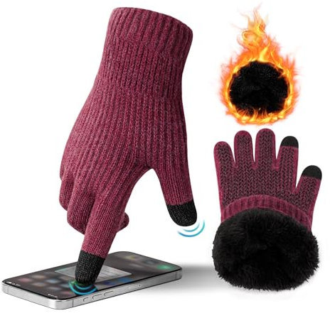 ineepor Alpaka Handschuhe Herren Damen Doppelschicht Touchscreen Thermo Warme Fleecefutter Winterhandschuhe Wolle Strickhandschuhe Rutschfeste