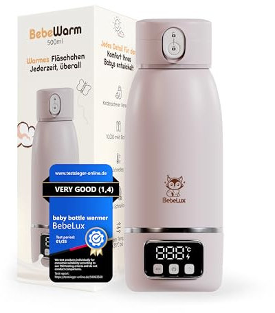 BEBELUX® Babyflaschenwärmer – Elektrischer Babymilchwärmer für unterwegs | 36W USB-C Schnellladen | BPA-frei | Perfekte Temperaturregelung | Keimfrei & Auslaufsicher |Langanhaltender Akku (Blue)