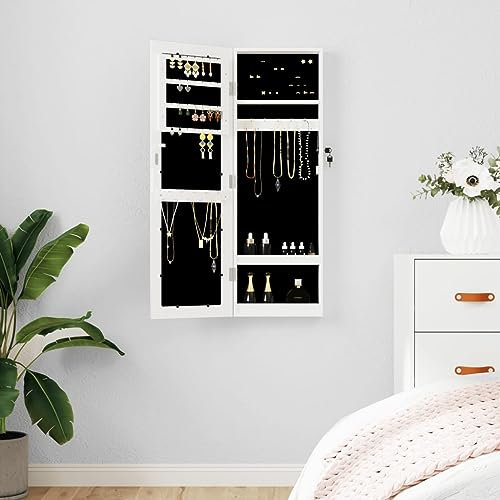 LLEZKBR Furniture Select Armoire à bijoux murale avec miroir Blanc 30 x 8,5 x 90 cm