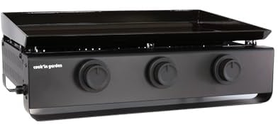 Cook'in Garden - Plancha de gas Tempo, 3 quemadores de 6 kW, placa de acero esmaltado, bandeja recuperadora de grasa extraíble, ideal para 10 personas, ideal para terraza y jardín