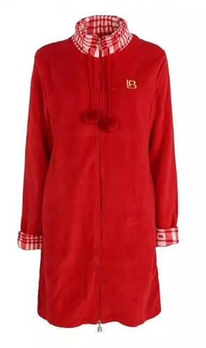 dolcecasabiancheria Vestaglia donna invernale con Cerniera Pile Coral Laura 74s S Rosso