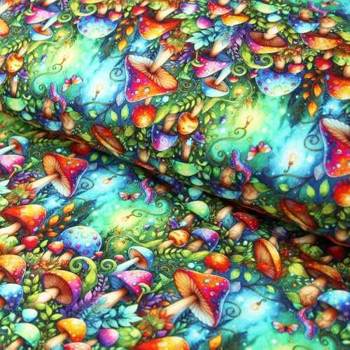 French Terry Pilze leuchtend - Fantasy - Premium Traumstoff ab 25 cm Länge