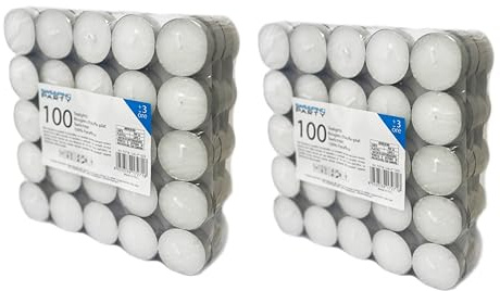 SWEEPING Tea light Candele Bianche - Set da 200 Candele tealight Durata 3 ore di Combustione - Lumini Bianchi