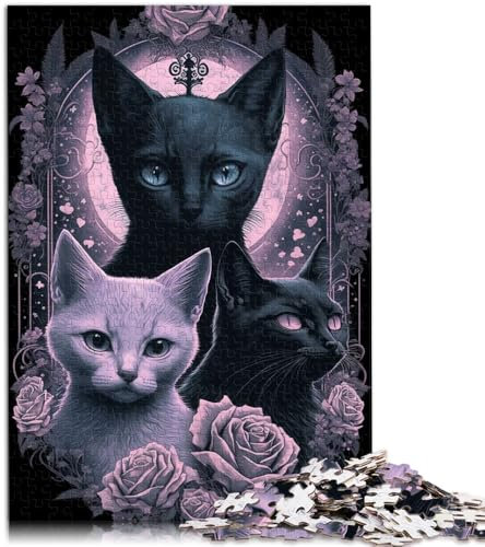 Puzzle für Erwachsene, Gothic-Katze, 2000 Teile, Lernspiele, 70 x 100 cm, graue Kartenpuzzles, geeignet für Erwachsene und Kinder ab 14 Jahren, als Geschenk für Erwachsene