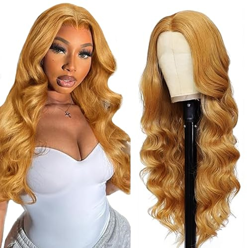 Tuheerst Echthaar Perücke Damen Blonde Human Hair Wig Body Wave 4X4 Lace Glueless Wear and Go Brasilianisches Echthaar Pre Bleached Knots with Baby Hair for Woman 30 Zoll