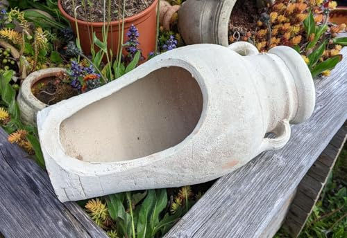 Generisch B-Ware ! Liegende Amphore ca. 36 cm lang mit 2 Henkel liegend oder stehend aus Terracotta Terrakotta Vase Liegeamphore Blumentopf Pflanzgefäß Pflanzamphore