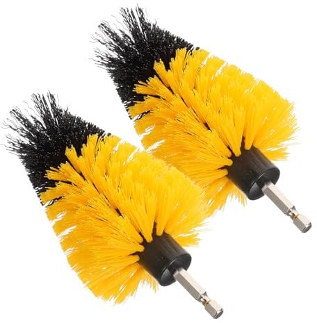 SAFIGLE Drill Brush Attachment Set：2Pcs Pp and Steel Cleaning Brush Heads for Power Tools - Ideal for Carpet Floor Bathroom Toilet Tub Kitchen Marble Ceramic Surface Yellow
