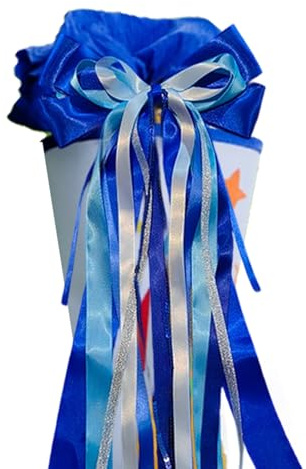 XDGBGFN Schultütenschleife Blue Zuckertüten, 60×20cm Schultüte für Mädchen Junge Zuckertüten Schleife Schultüte Basteln Zubehör Schulanfang Dekoration (Blue)