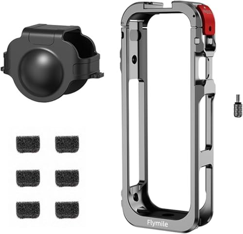 Yangers Kaninchenkäfig Metall Schutzhülle Utility Frame für Insta360 X5 Action Kamera mit Objektivdeckel, Schnellverschlusssperre, verschiedenen Erweiterungshaltern und Mikrofon Noise Cancelling