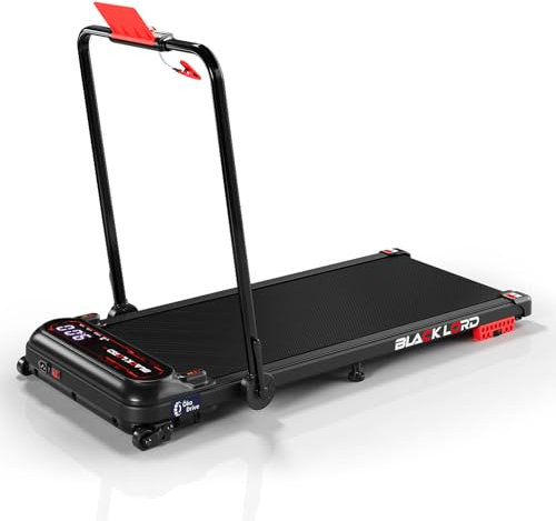 BLACK LORD Walking Pad with 4% Incline, 4-in-1 Under Desk Treadmill with Foldable Handrail & Remote Control, 3.0HP, 1-15KM/H, Compact Motorized Running Machines for Home, Black