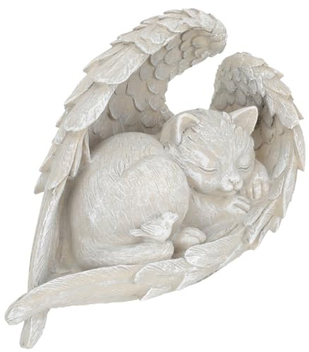 UKCOCO Pierre Commémorative pour Chat en Résine, Statue Ornementale Ange, Taille Compacte, Décoration Intérieure et Extérieure, Mémorial pour Animaux de Compagnie, Tribute Apaisant